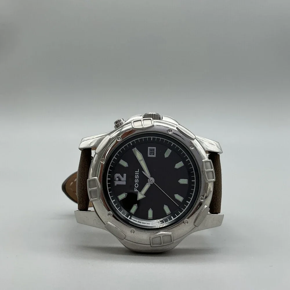 Fossil PR-5164 Mens Watch 43mm Backlight Date Brown Leather New Battery